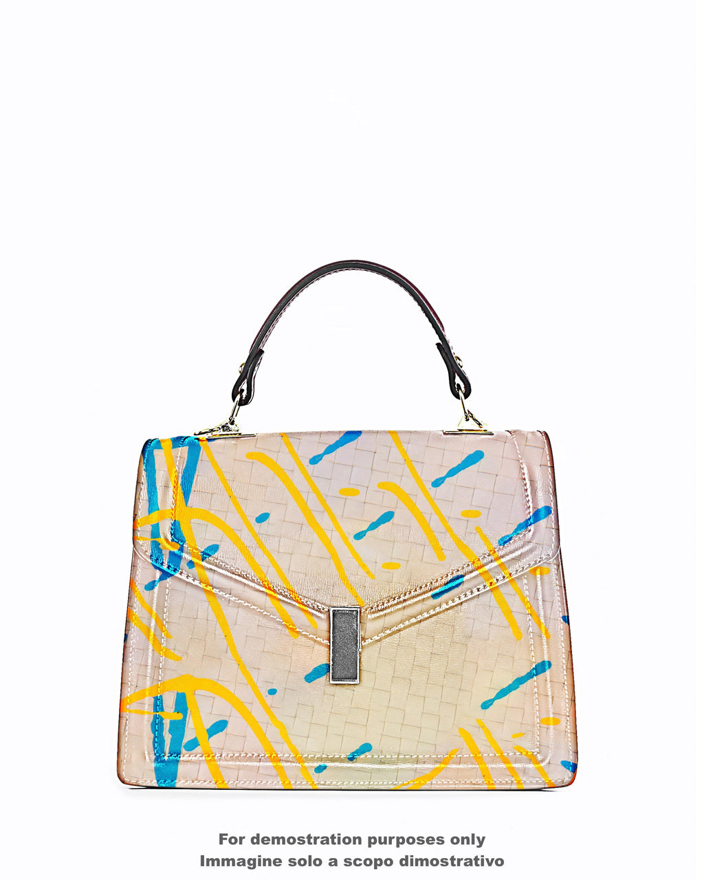 Multicolor BRAIDED leather hide, hand painted cowhide, splash print on calfskin B17757-DM La Garzarara