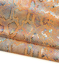 Orange python leather hide, snake print skin reptile embossed iridescent effect,suede holographic leather B17823-MT(st) La Garzarara