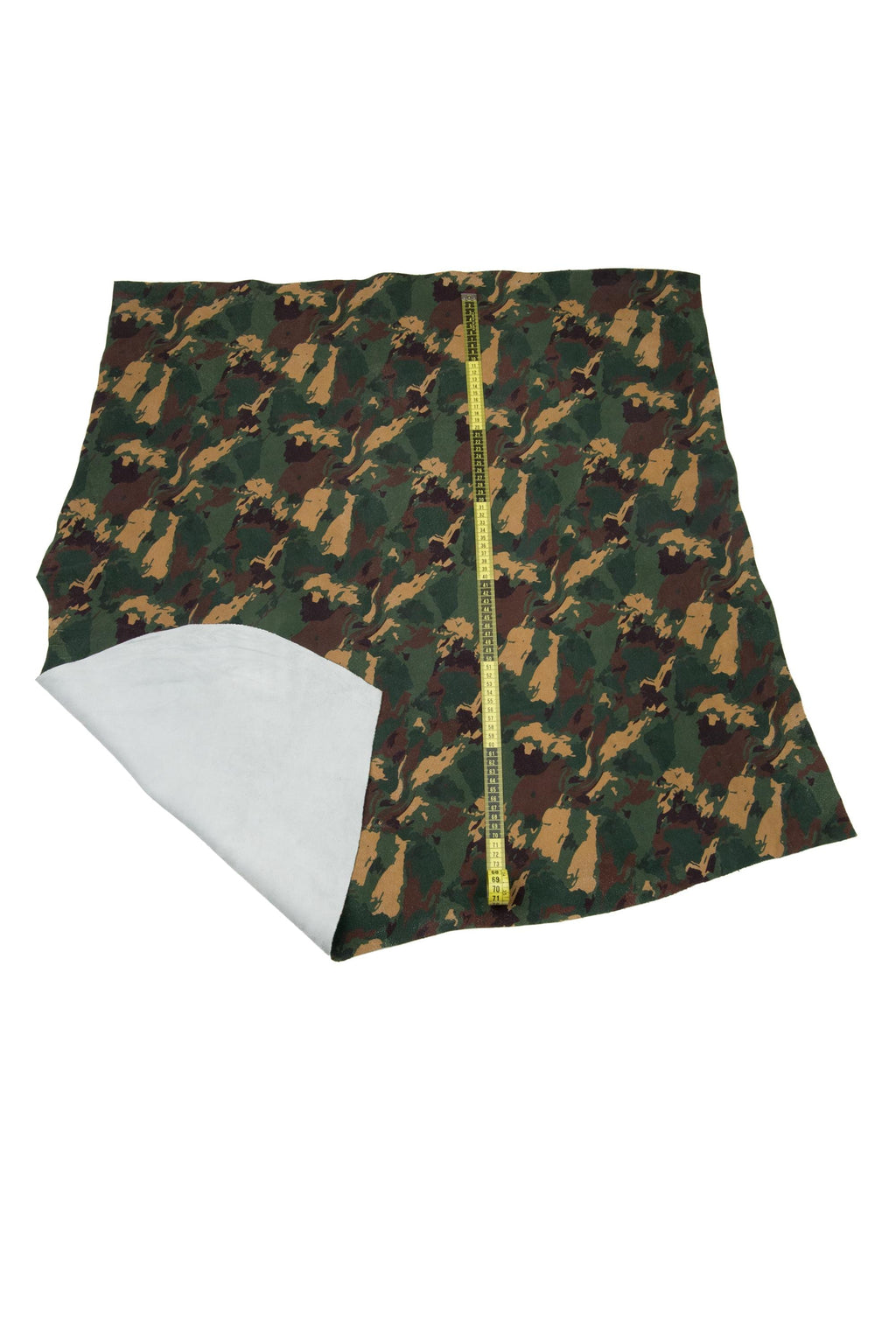CAMOUFLAGE textured leather hide, green - brown - beige MILITARY print on cowhide, soft calfskin B17690-ST La Garzarara