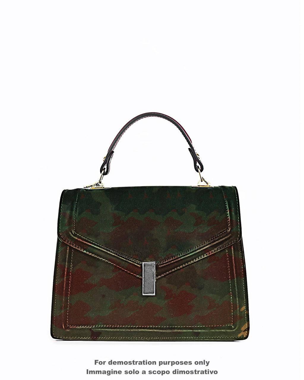 CAMOUFLAGE textured leather hide, green - brown - beige MILITARY print on cowhide, soft calfskin B17690-ST La Garzarara