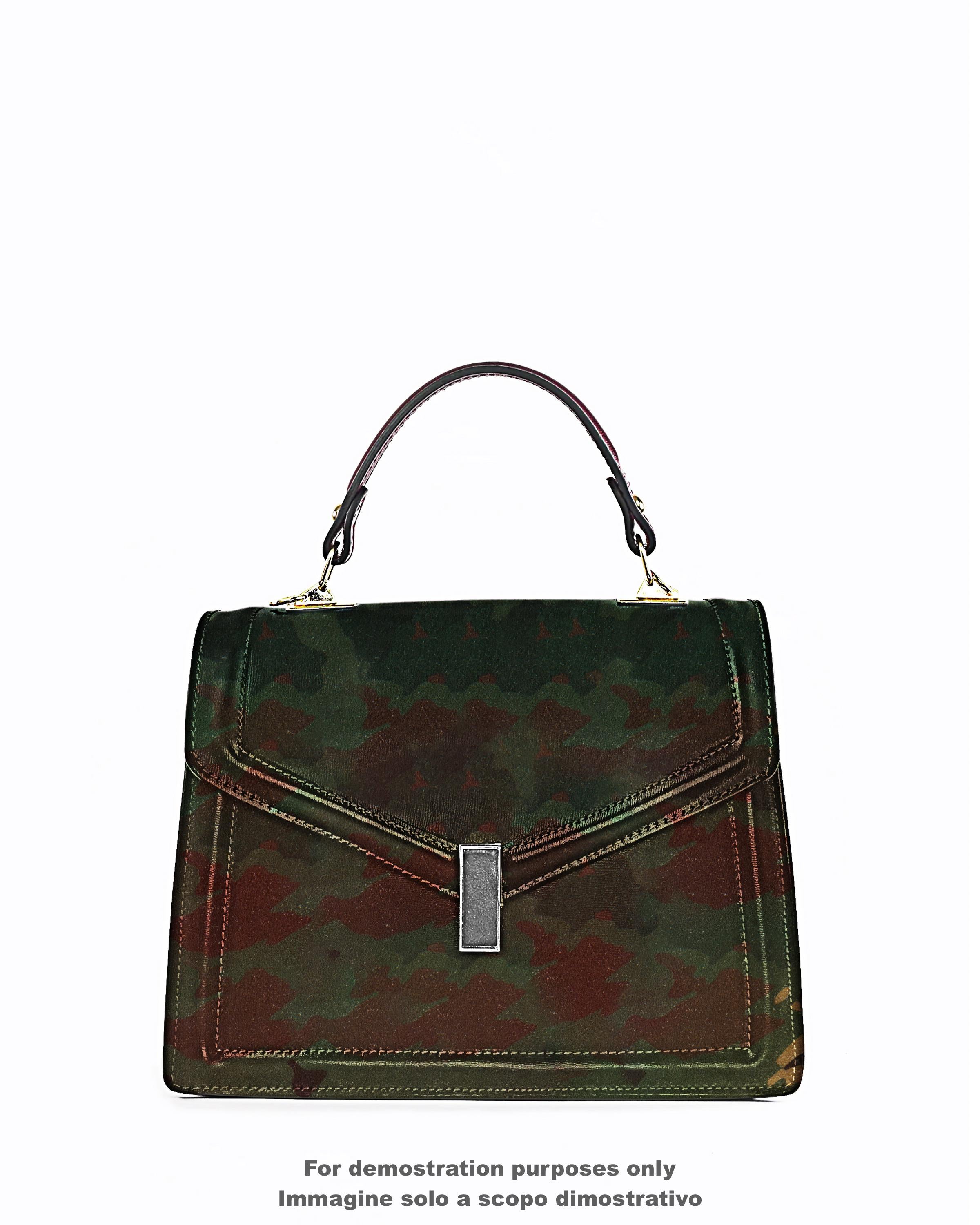CAMOUFLAGE textured leather hide, green - brown - beige MILITARY print on cowhide, soft calfskin B17690-ST La Garzarara