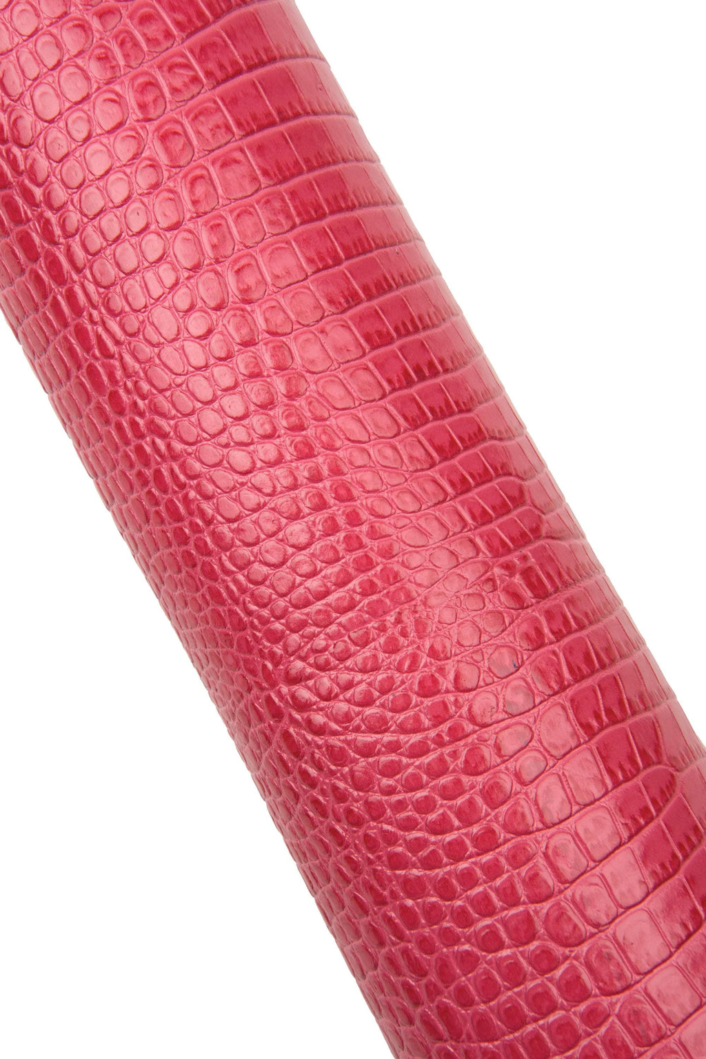 Coral red CROCODILE embossed leather hide, GLOSSY cowhide, slightly stiff, 1.0 - 1.2 mm B17549-ST La Garzarara