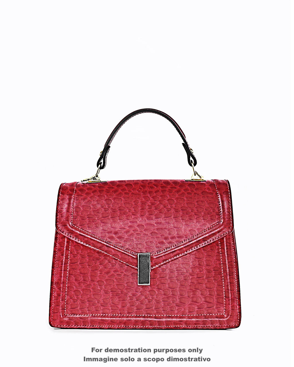 Coral red CROCODILE embossed leather hide, GLOSSY cowhide, slightly stiff, 1.0 - 1.2 mm B17549-ST La Garzarara