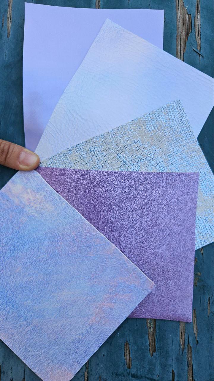 Pastel and Iridescent Leather Scraps, Lilac Pearl and Holographic Offcuts, Shimmer Metallic Leather Pieces RT331 La Garzarara