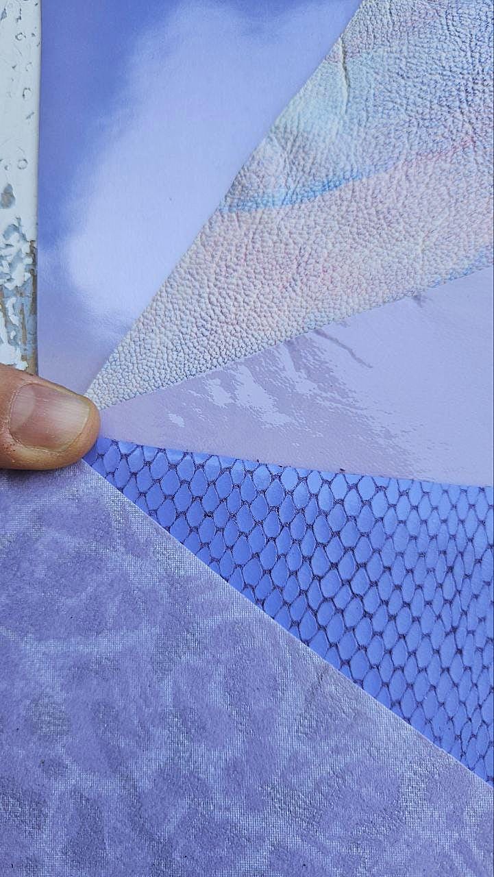 Lilac Leather Scraps, Iridescent Metallic and Snakeskin Offcuts, Lavender Mixed Finish Leather Pieces La Garzarara RT332