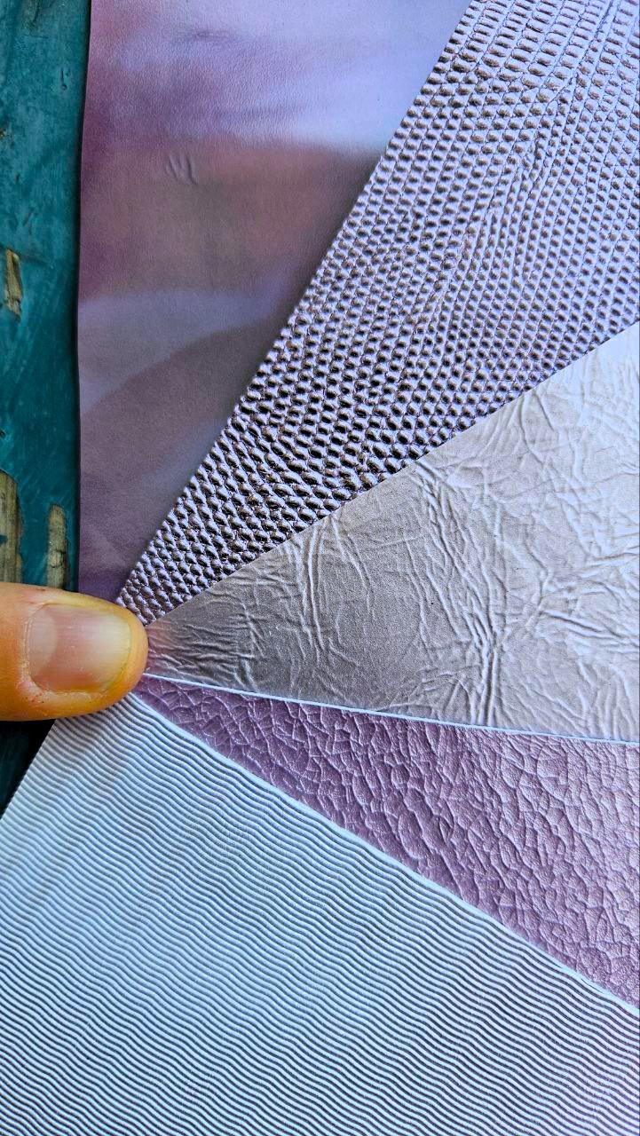 Lilac and Violet Leather Scraps, 5 Selected Iridescent Pieces, Lavender Shimmer and Holographic Finish for Jewelry RT335 La Garzarara