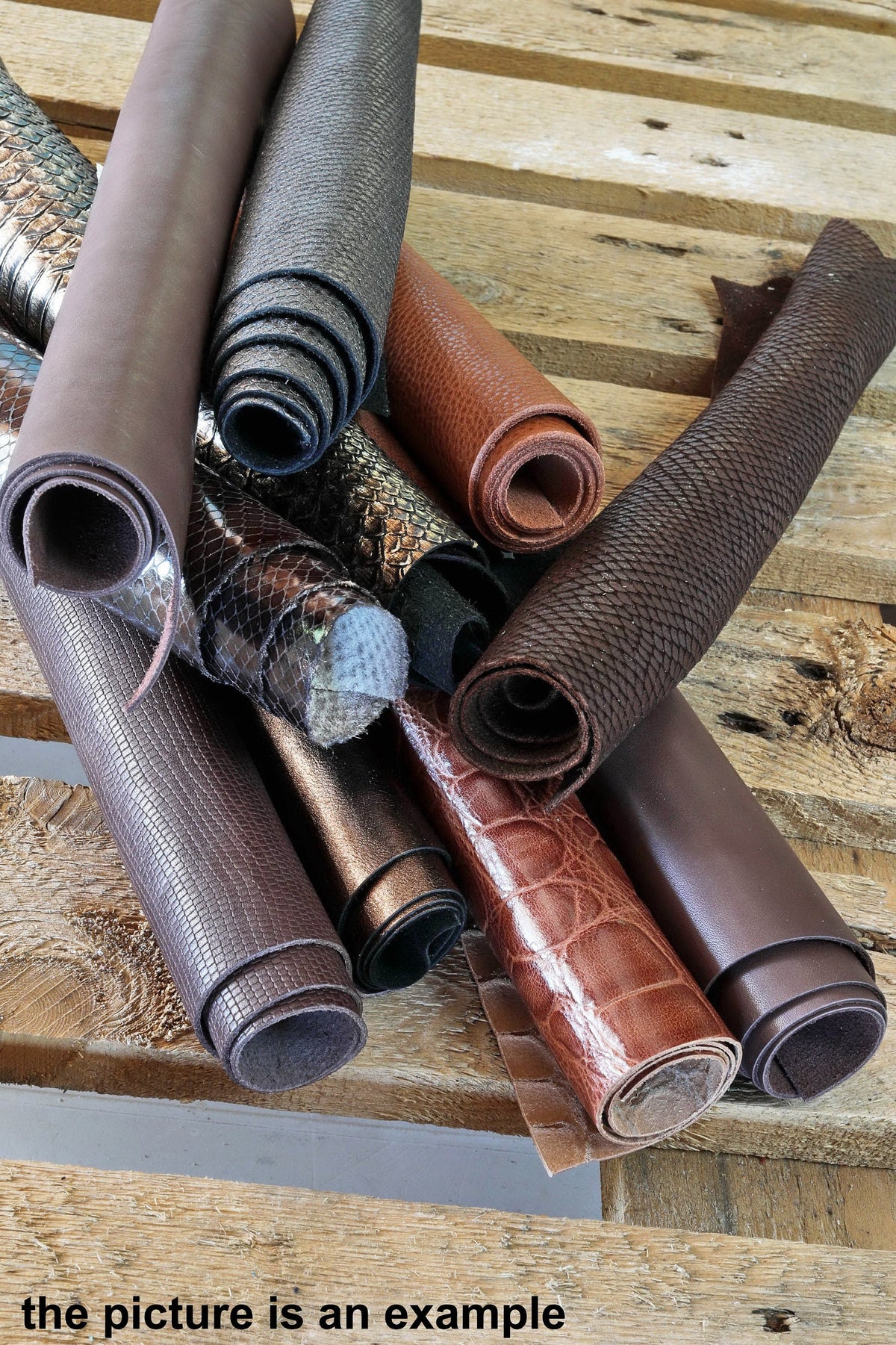 BROWN, DARK brown and BRONZE remnants leather mix fancy textures and prints, italian scraps leather lbs - 1,7 lbs - 2 lbs - 4 lbs B089/B