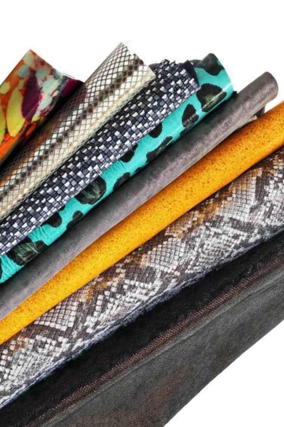 Printed Leather scraps for sewing, patterned and laminated leather pieces, renmants Offcuts AMZ40/B La Garzarara