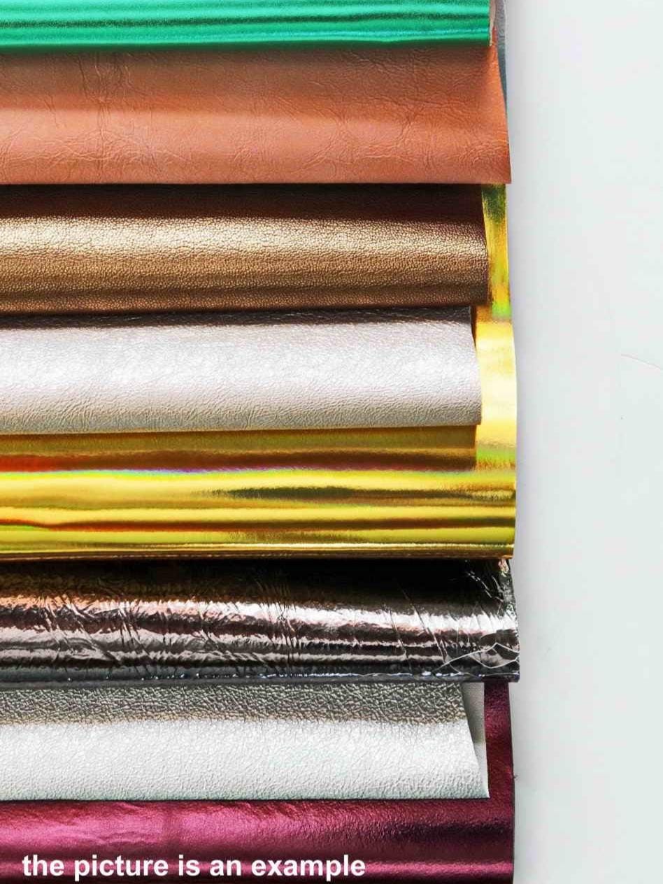 Metallic leather PIECES, laminated smooth and crinkled scraps solid color leather sheets, random offcuts selection AMZ39 La Garzarara