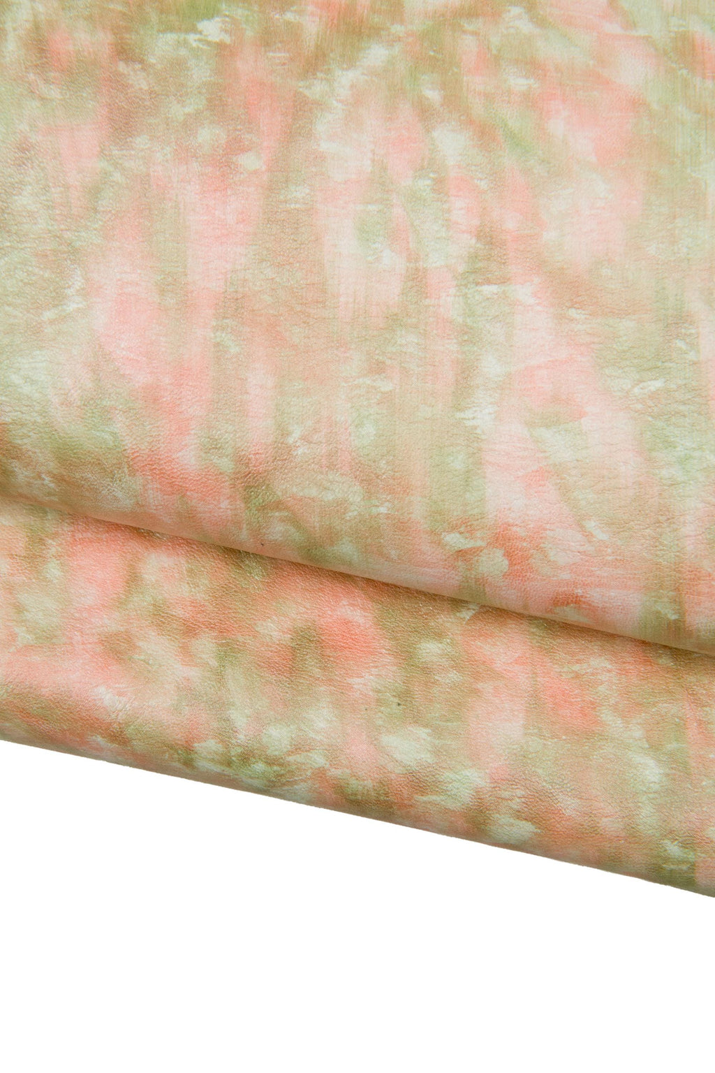 Green - orange TIE DYE printed leather skin, soft pearlized goatskin, hide for diy projects B17878-MT La Garzarara