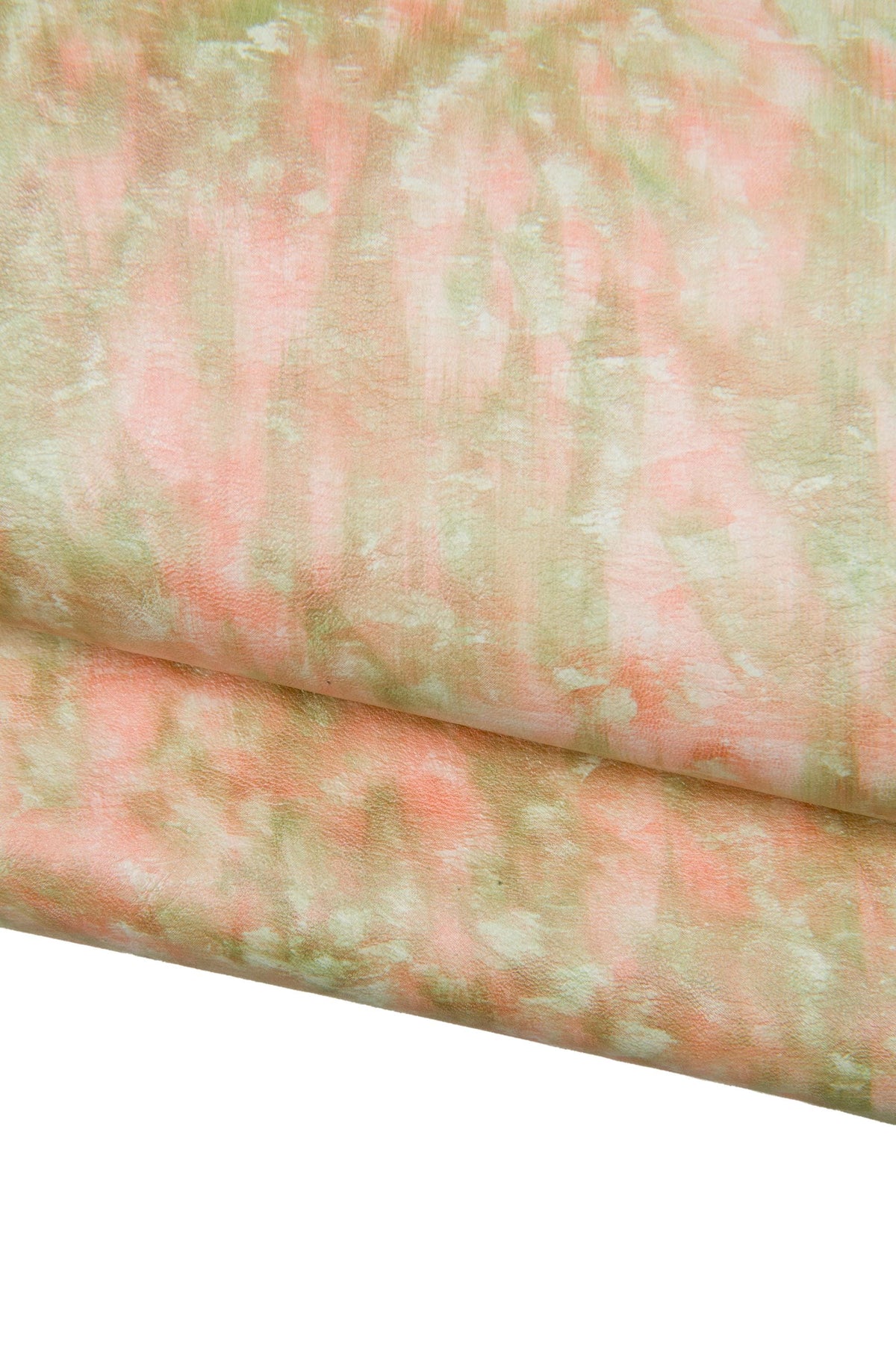 Green - orange TIE DYE printed leather skin, soft pearlized goatskin, hide for diy projects B17878-MT La Garzarara