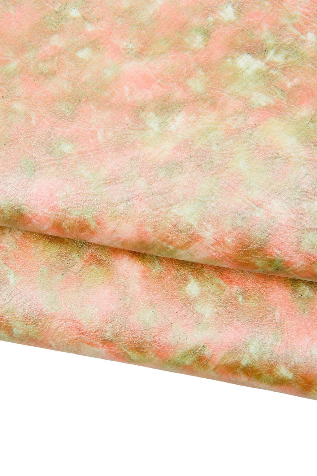 Green - orange TIE DYE printed leather skin, soft pearlized goatskin, hide for diy projects B17878-MT La Garzarara