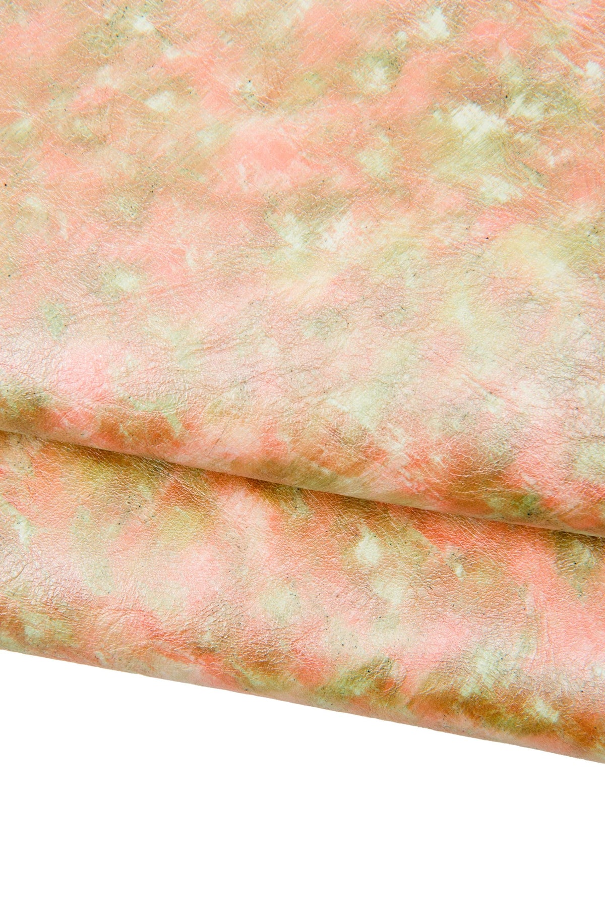 Green - orange TIE DYE printed leather skin, soft pearlized goatskin, hide for diy projects B17878-MT La Garzarara