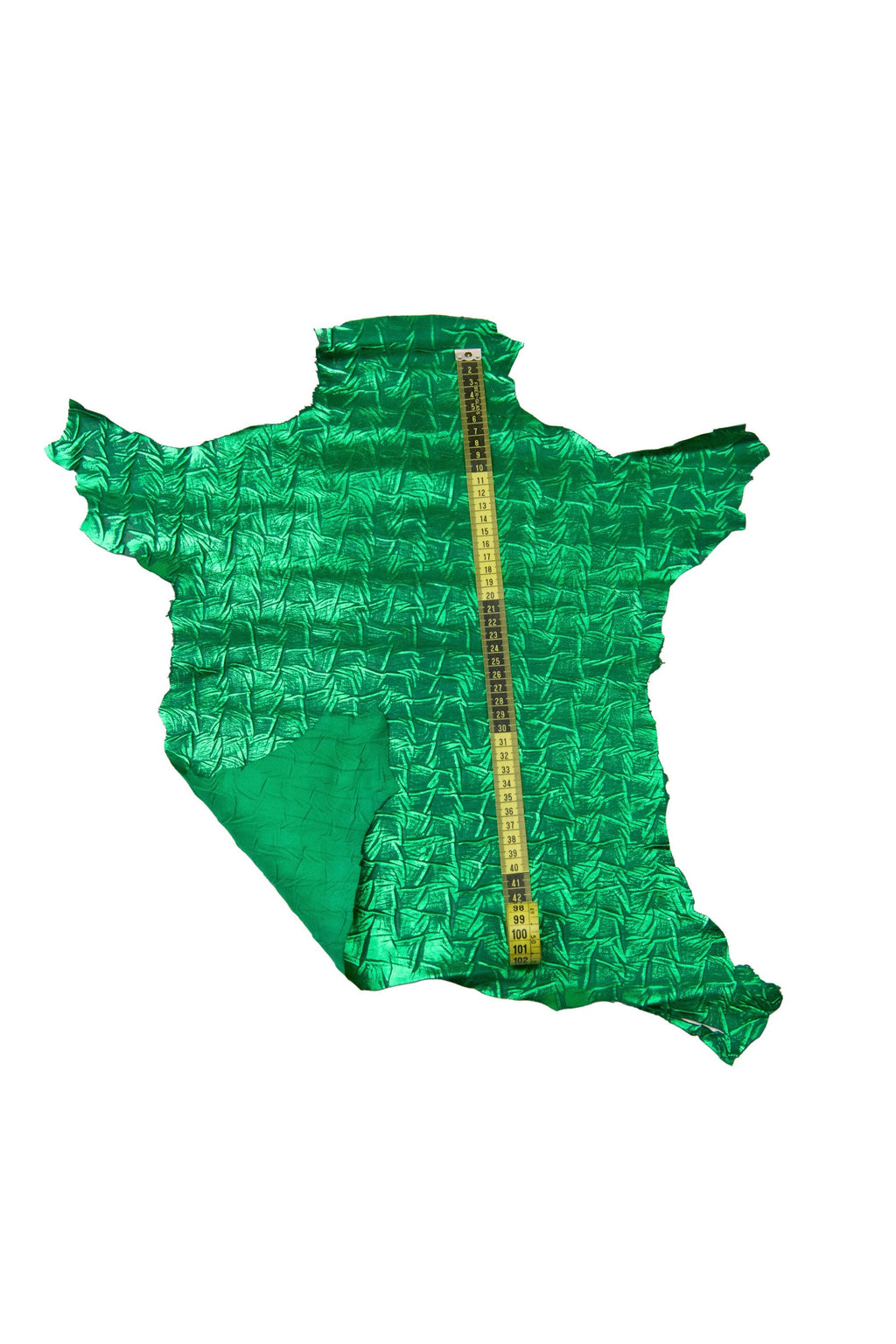 Emerald green Metallic Leather skin, Geometric Pattern Leather hide, embossed Designer Leather HideB17875-MT(st) La Garzarara