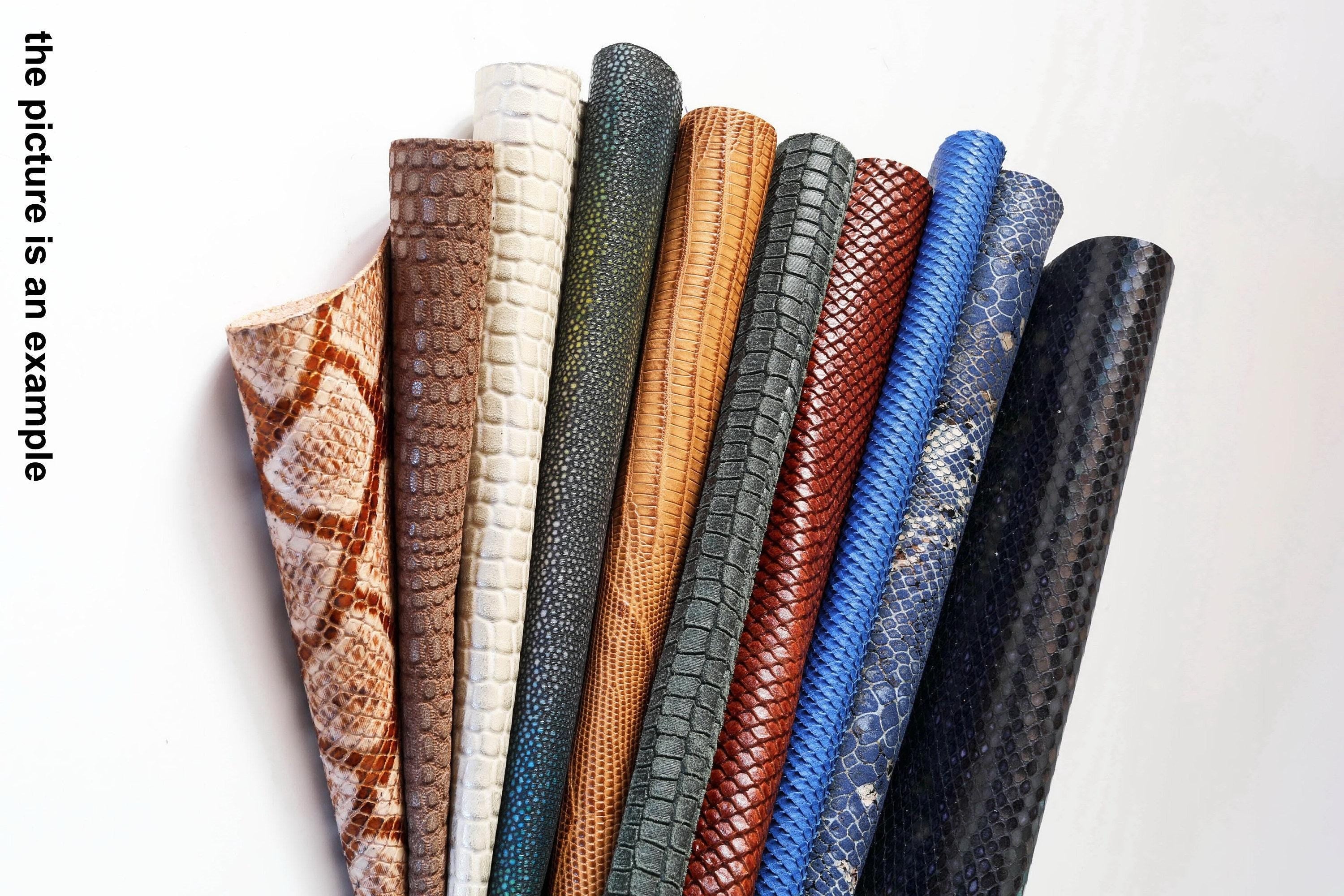 Exotic leather scraps, python crocodile lizard renmants leathers, mix embossed offcuts leather 1 kg B098 B La Garzarara