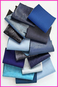 Blue Tone Leather Scraps, Azure Navy and Deep Blue Assortment, Mixed Finishes Piece for Small Crafts B1310-RC La Garzarara