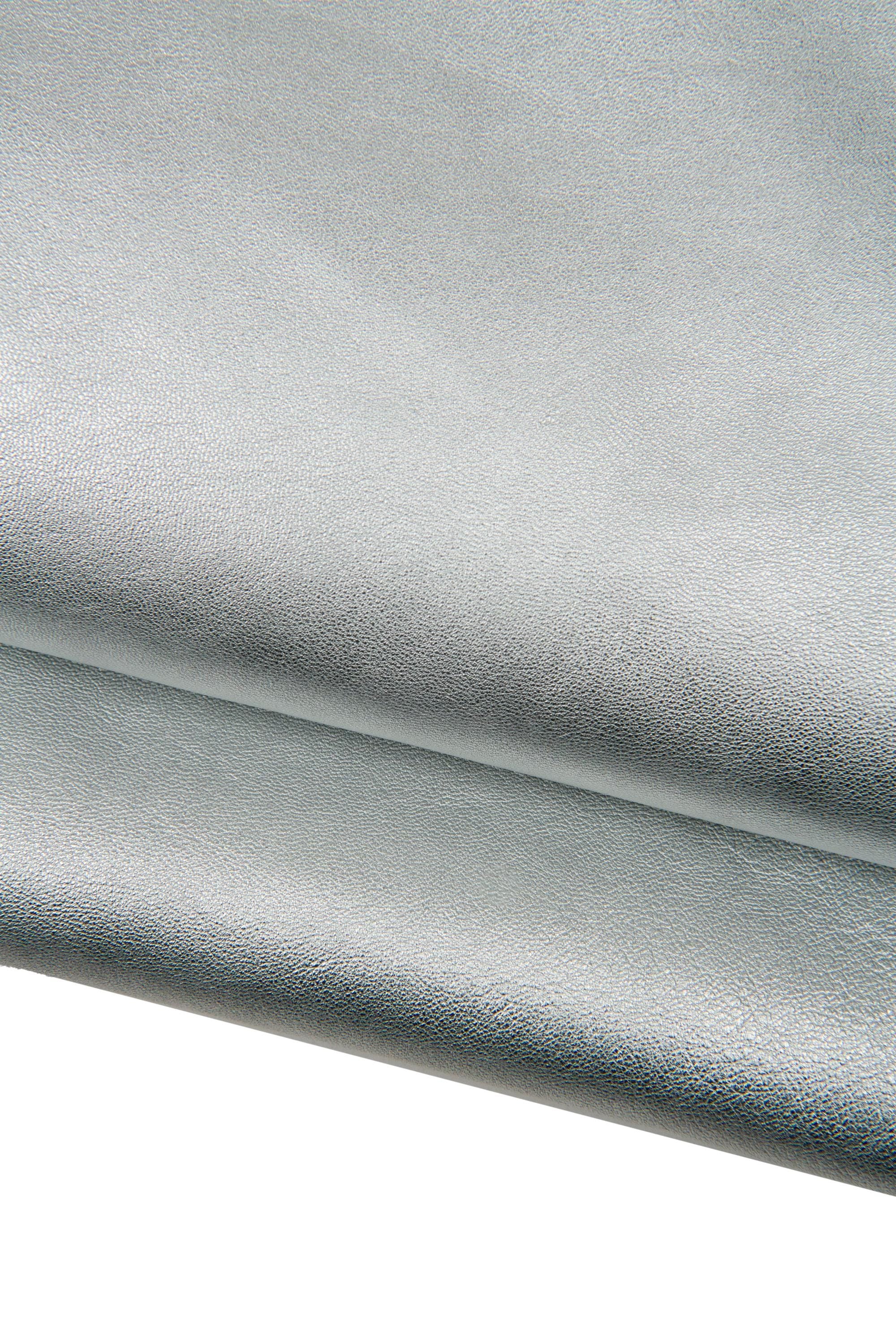 Silver Leather skin, metallic Nappa Leather, Soft foiled Leather for Bags & Leathercraft,B17842-MT La Garzarara