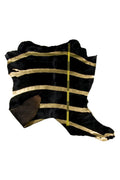 Black Hair-on Leather with Gold Stripes, Zebra Print Ponyskin Leather, Genuine pony hair Leather hide for Accessories B17092-CV La Garzarara