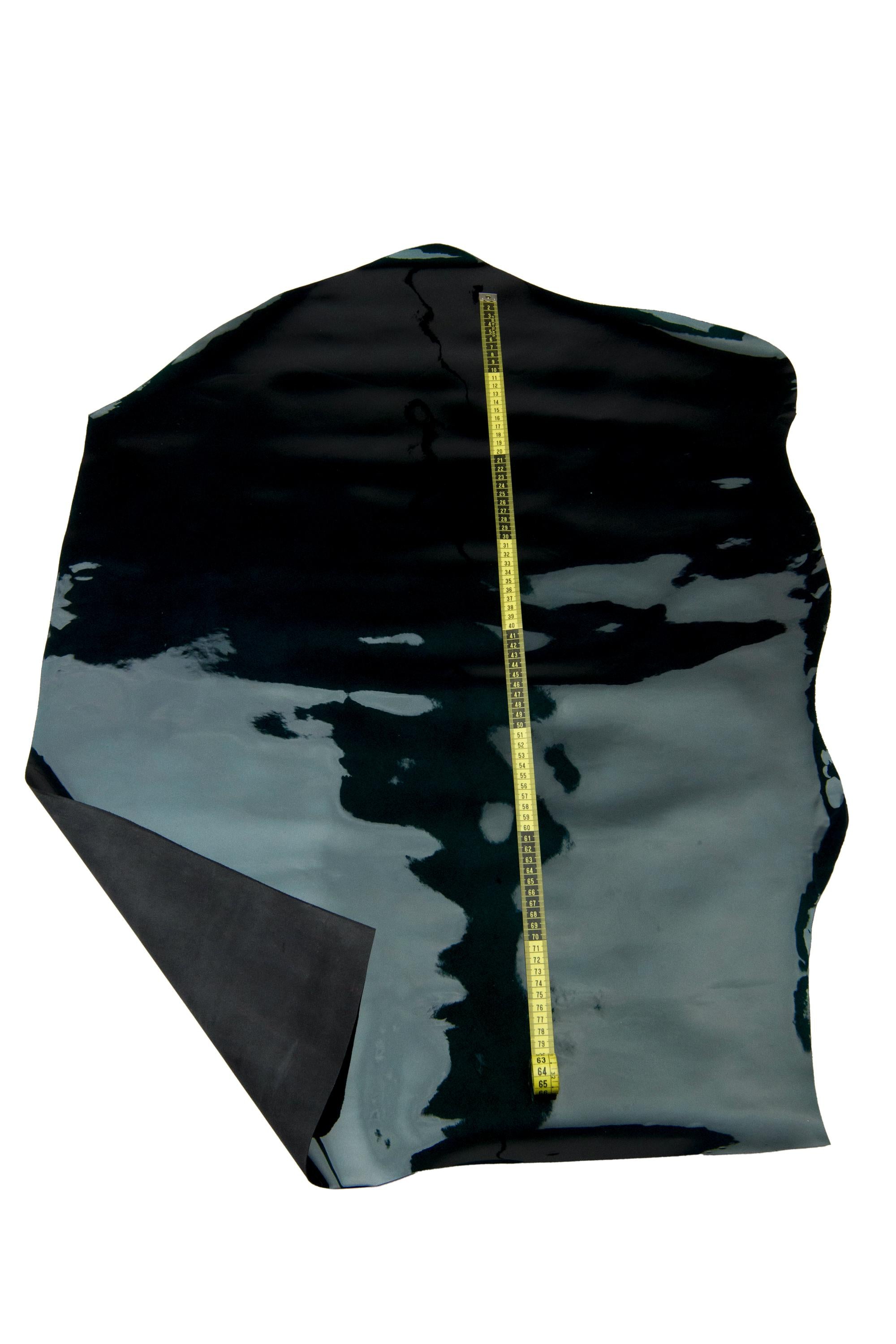 Dark green PATENT cowhide, glossy PEARLIZED calfskin, top quality elegant cowhide B17912-TU La Garzarara