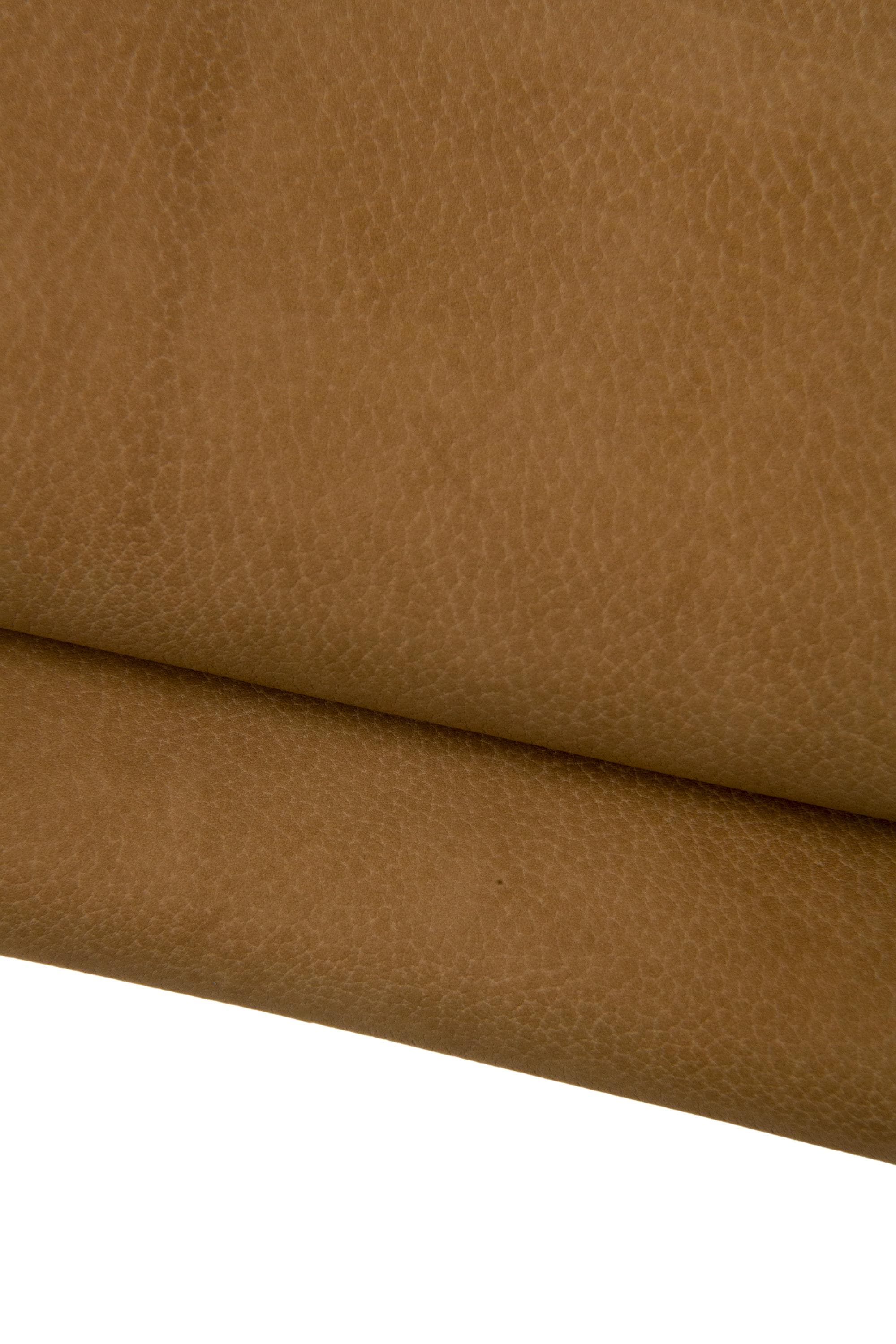 Cognac NUBUCK leather hide, luxurious italian Saddle SUEDE calfskin, cowhide for diy project B17848-TU La Garzarara