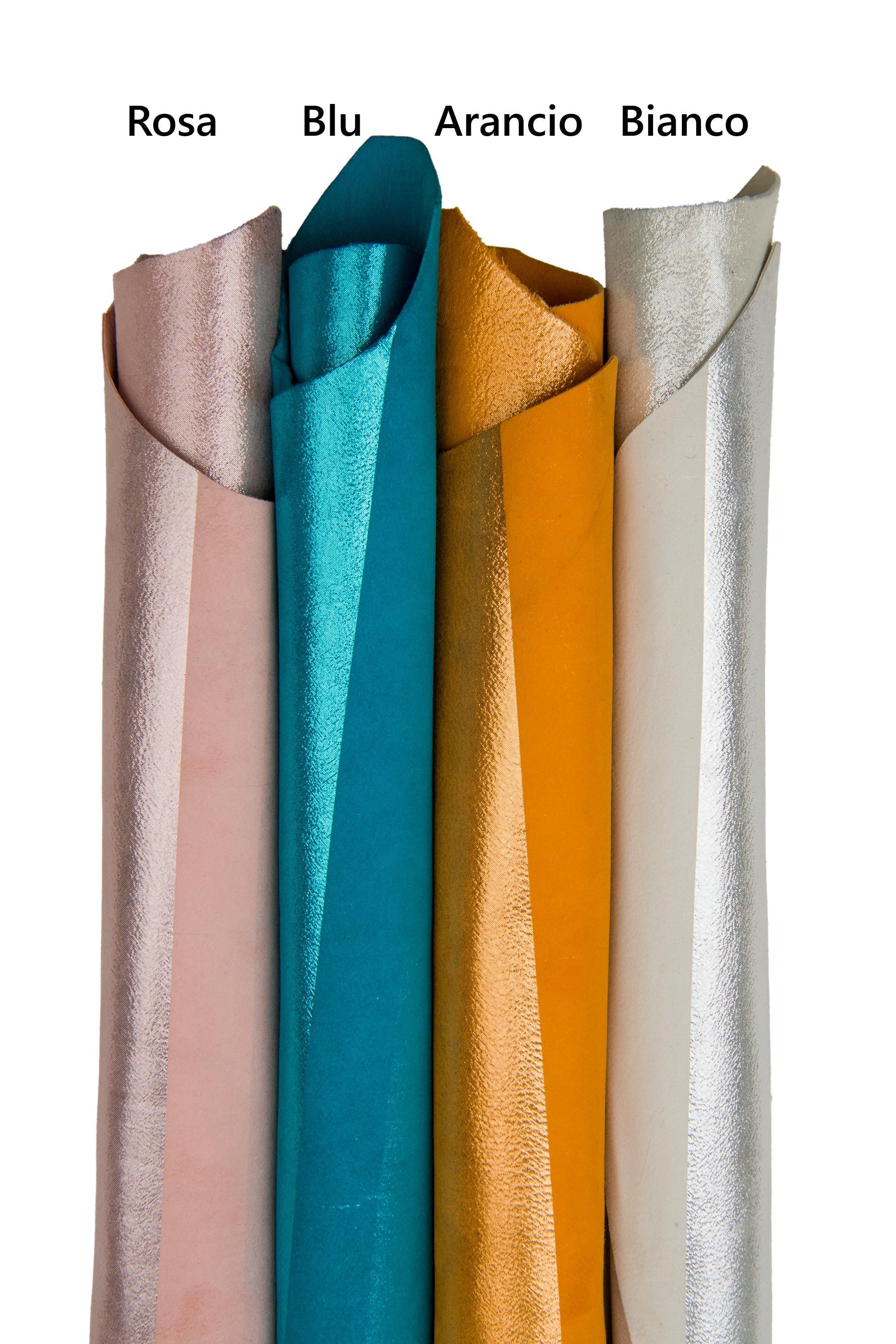 Satin Metallic Goat Leather Hide, Soft Shimmer Leather Skin, colorful printed Leather for Bags and Leathercraft, B17687-MT(st) La Garzarara
