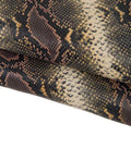Vintage Python leather skin, brown yellow SNAKE printed goatskin, animal reptile pattern on soft hide B17489-ST La Garzarara