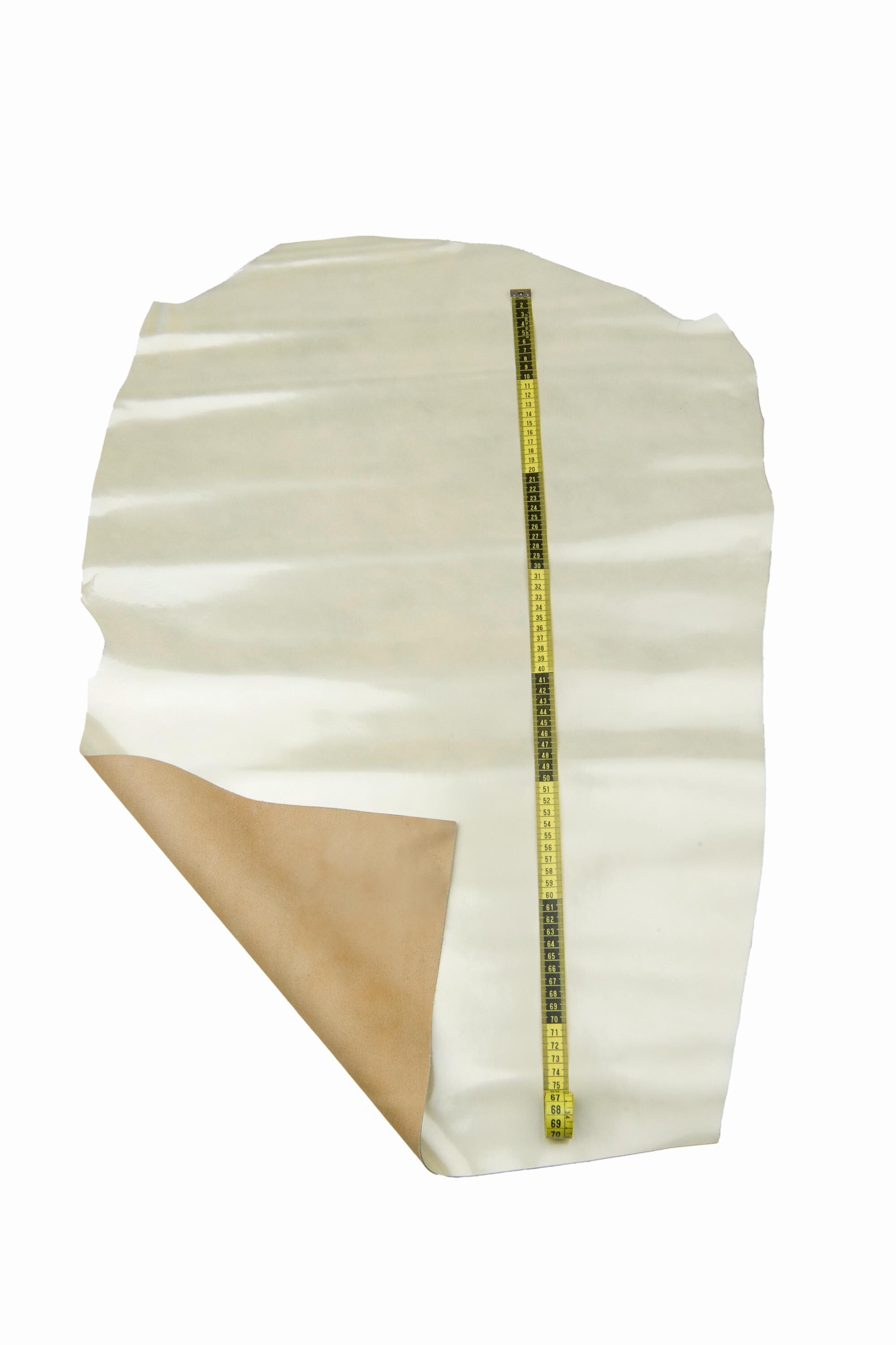 Glossy BRUSH OFF cowhide leather hide beige grey shade, smooth 1.2-1.4 mm semi stiff leather for bagsB17939-TU La Garzarara