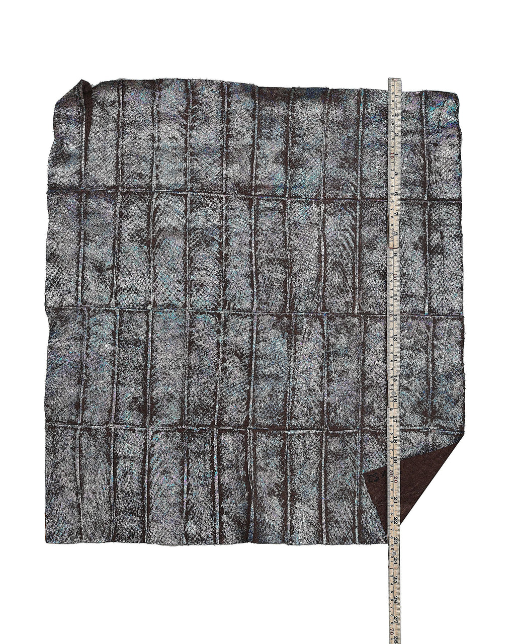 Brown HOLOGRAPHIC leather hide, multicolor metallic print on SALMON band, soft material B17899-MT(st) La Garzarara