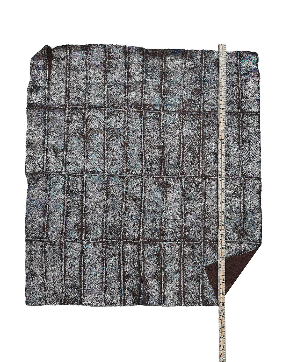 Brown HOLOGRAPHIC leather hide, multicolor metallic print on SALMON band, soft material B17899-MT(st) La Garzarara