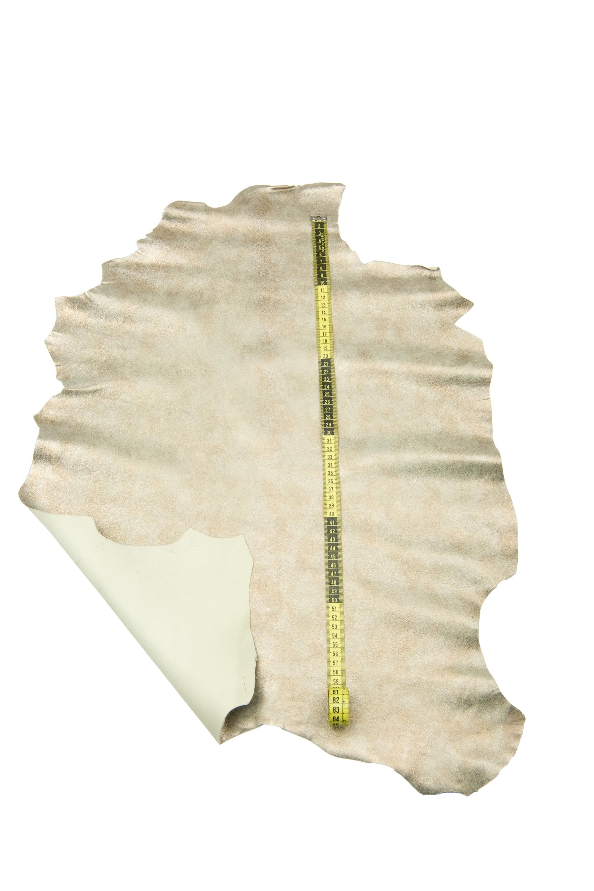 Steelmetal - bronze METALLIC leather - greenish suede base - BRIGHT sparkle soft goatskin hide B17916-MT La Garzarara