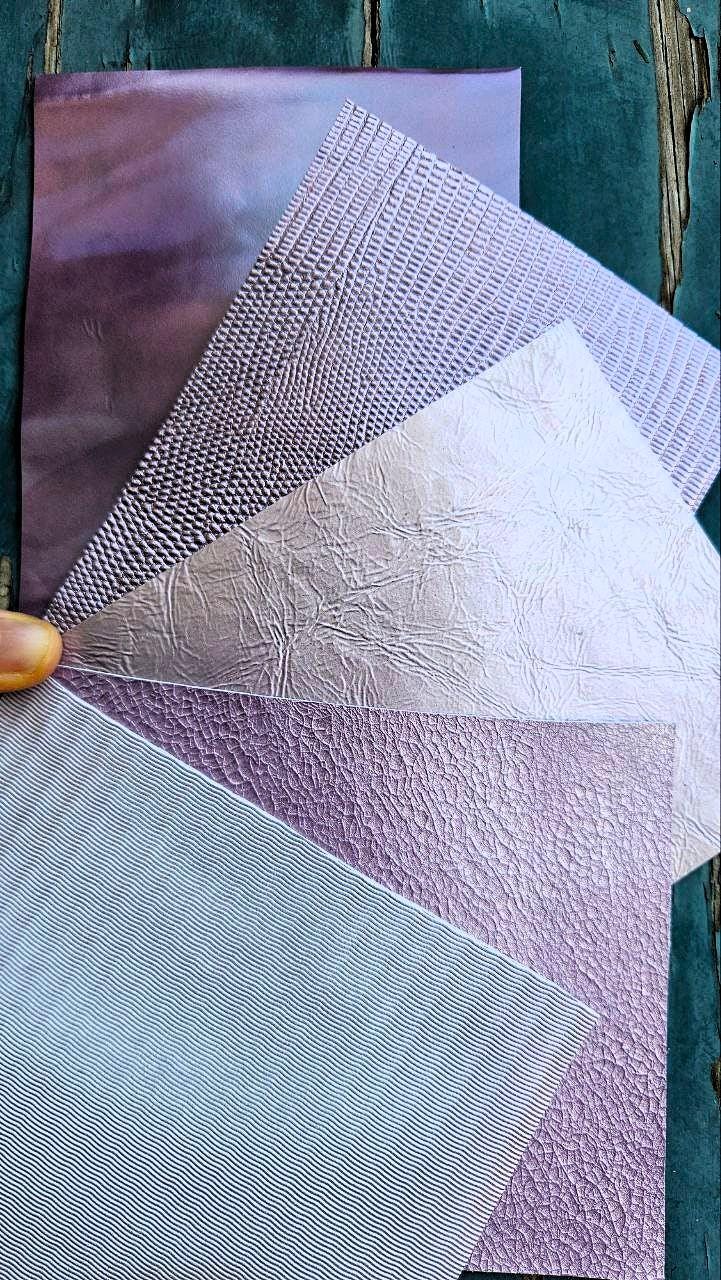 Lilac and Violet Leather Scraps, 5 Selected Iridescent Pieces, Lavender Shimmer and Holographic Finish for Jewelry RT335 La Garzarara