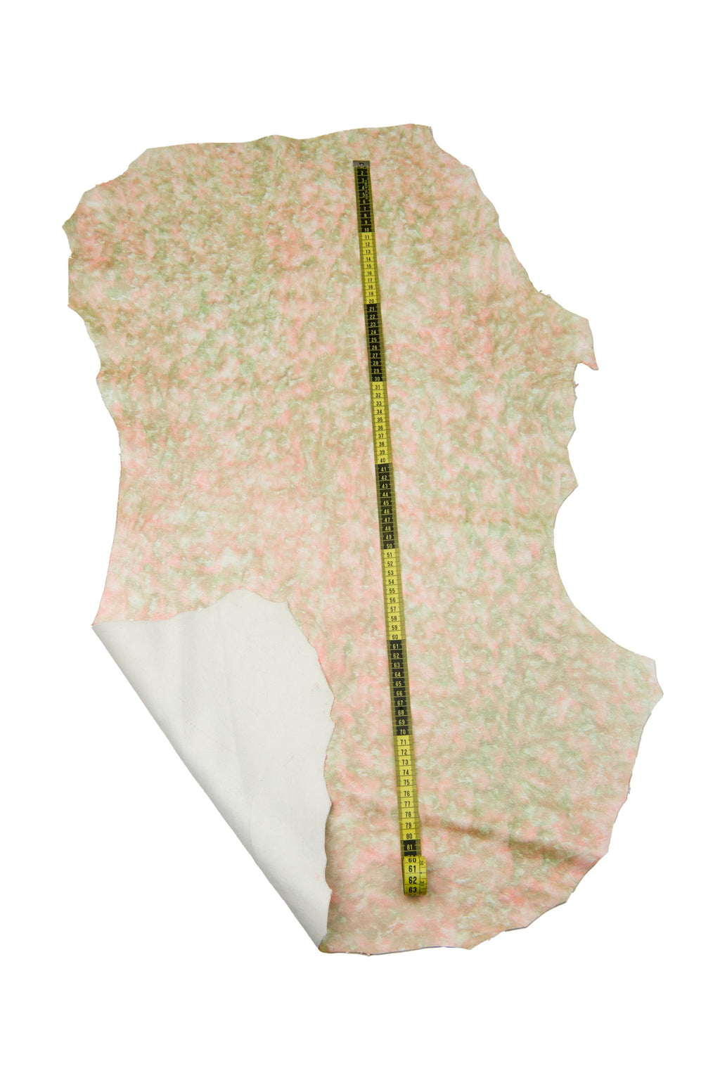 Green - orange TIE DYE printed leather skin, soft pearlized goatskin, hide for diy projects B17878-MT La Garzarara
