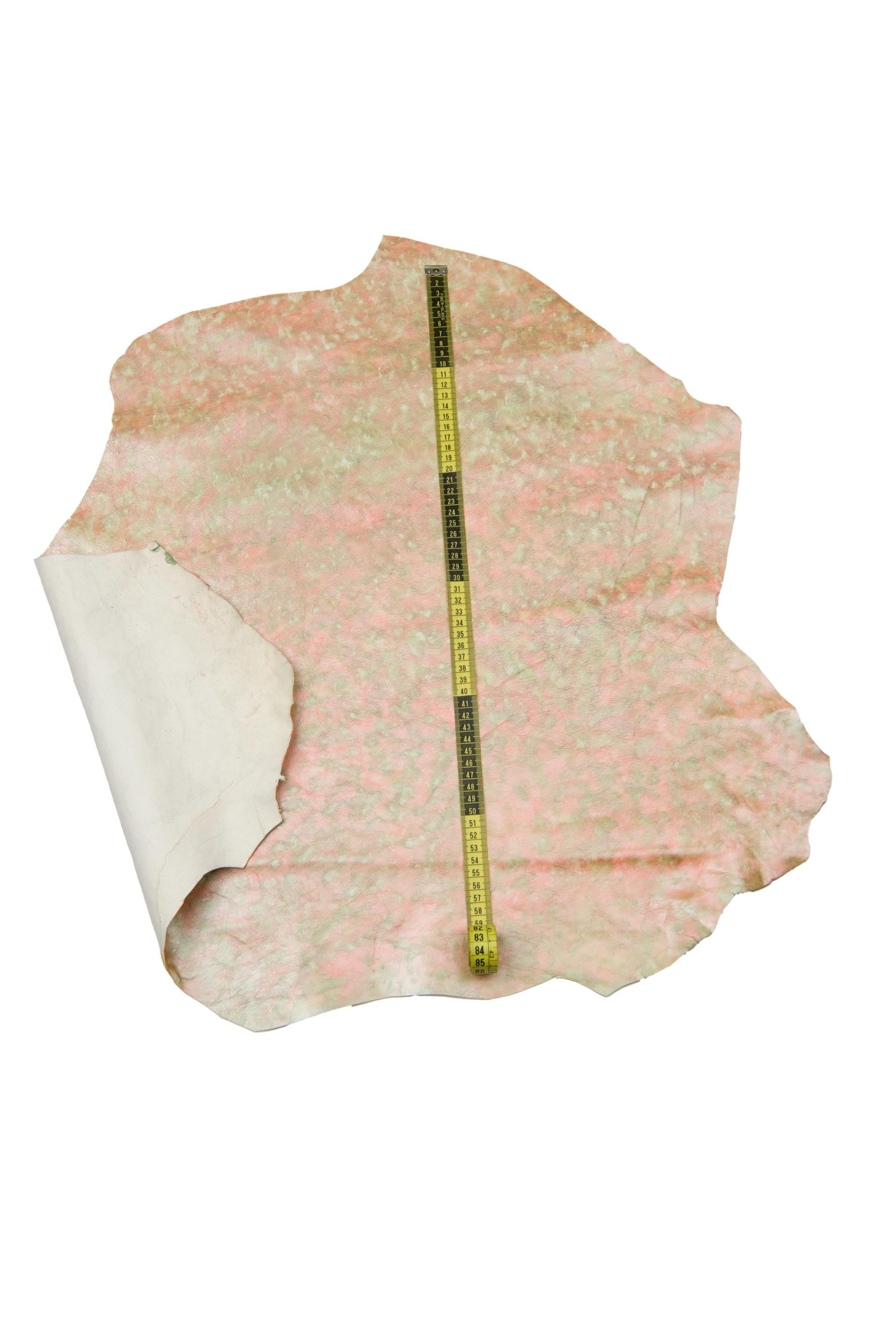 Green - orange TIE DYE printed leather skin, soft pearlized goatskin, hide for diy projects B17878-MT La Garzarara