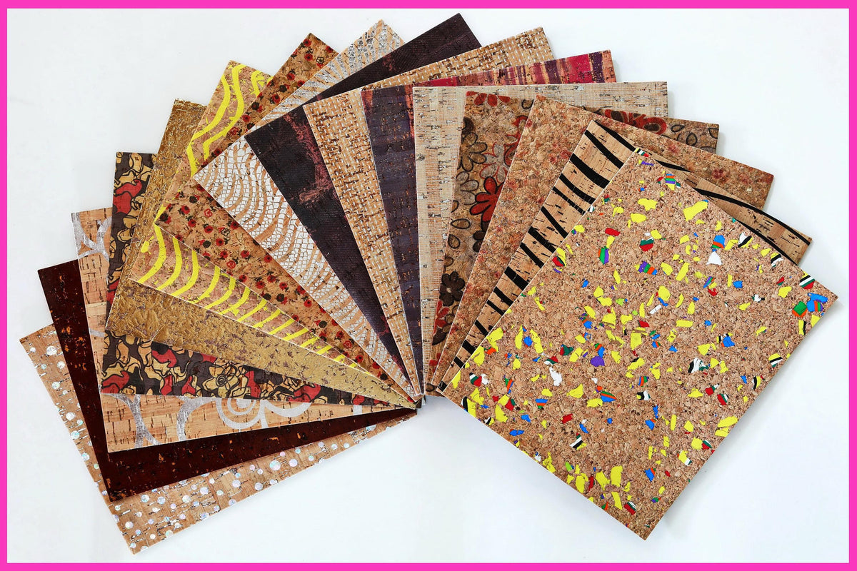 Variety Pack of 10 Cork Sheets - Mixed Printed Pieces - B156/SGH Collection