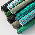 Green leather SCRAPS, random mixed remnants and offcuts, solid colors and patterns, smooth and grained hides 0.5 kg B1300-RC La Garzarara
