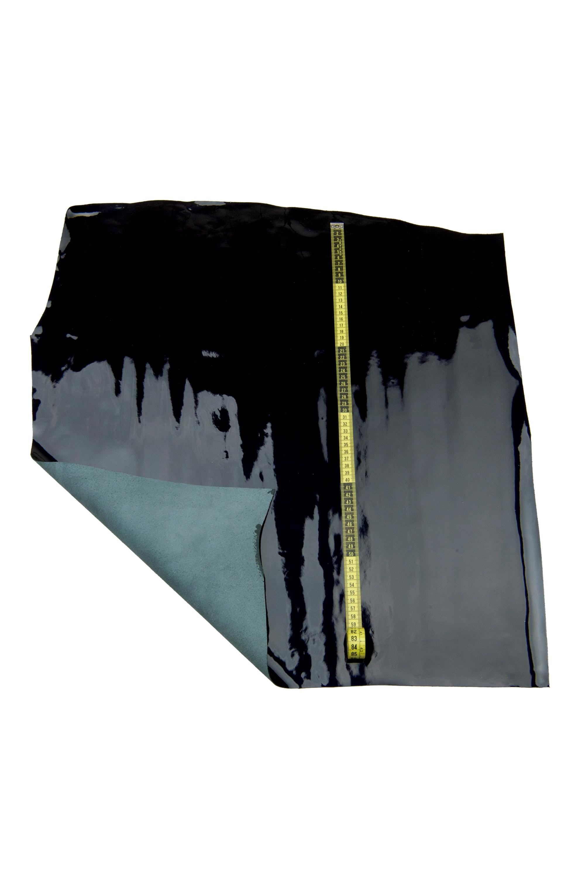 Night blue PEARLIZED PATENT leather hide, glossy soft cowhide, elegant solid color calfskin for crafters B17911-TU La Garzarara