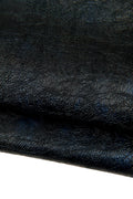 Black Grained leather skin with blue shades - glossy goatskin, soft patent effect hide for hobbyists B17935-TB La Garzarara