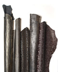 Steel, Bronze Bordeaux Leather Assortment , Lot of printed Hides & Skins Metallic, Vintage Fashion random hides B18133-MT(ST)