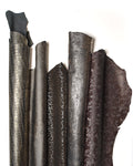 Steel, Bronze Bordeaux Leather Assortment , Lot of printed Hides & Skins Metallic, Vintage Fashion random hides B18133-MT(ST)