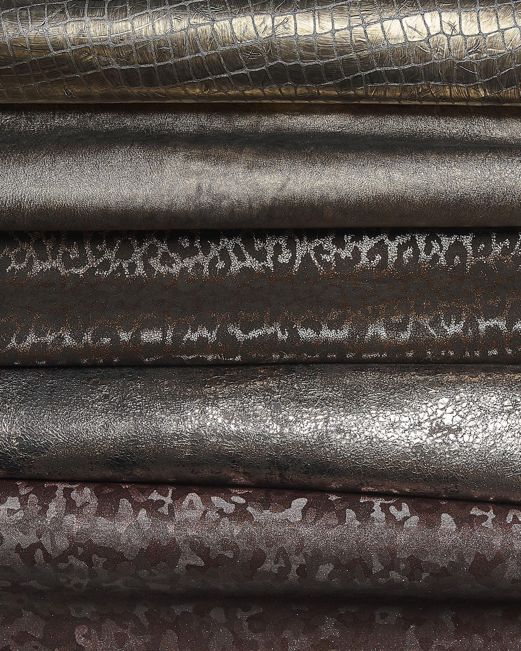 Steel, Bronze Bordeaux Leather Assortment , Lot of printed Hides & Skins Metallic, Vintage Fashion random hides B18133-MT(ST)