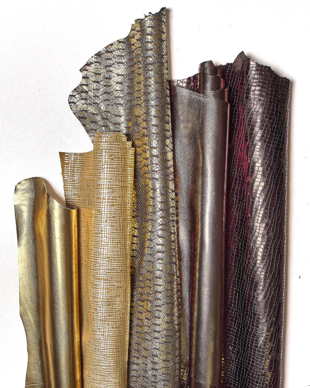 GOLD BRONZE matching leather skins, assorted metallic printed matching hides for DIY projects as per pictures B18131-mt(st) La Garzarara