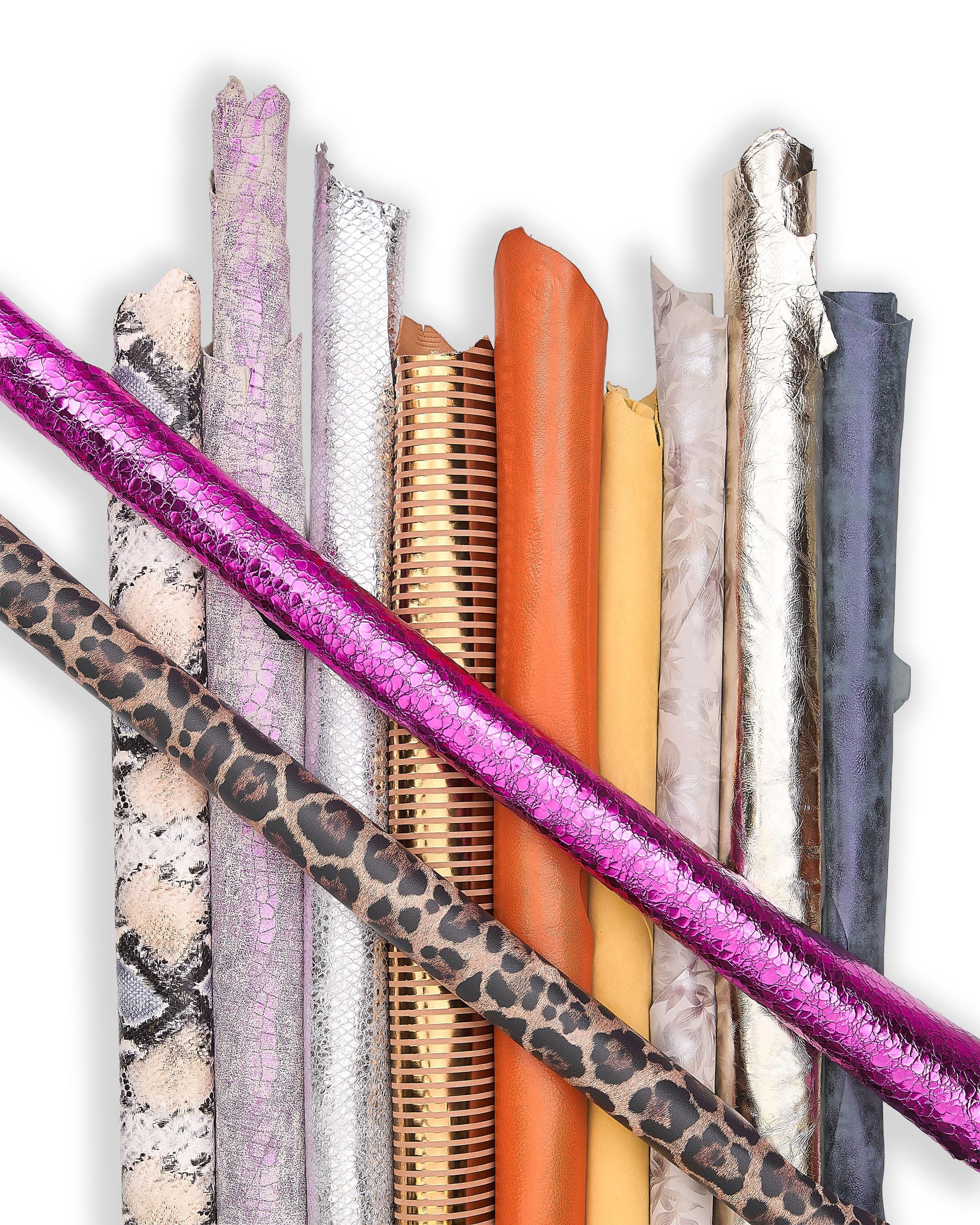 Designer Leather Variety Pack, mix Leather Hides and Skins, colorful Leather Assortment bundle 5 or 10 leathers B147