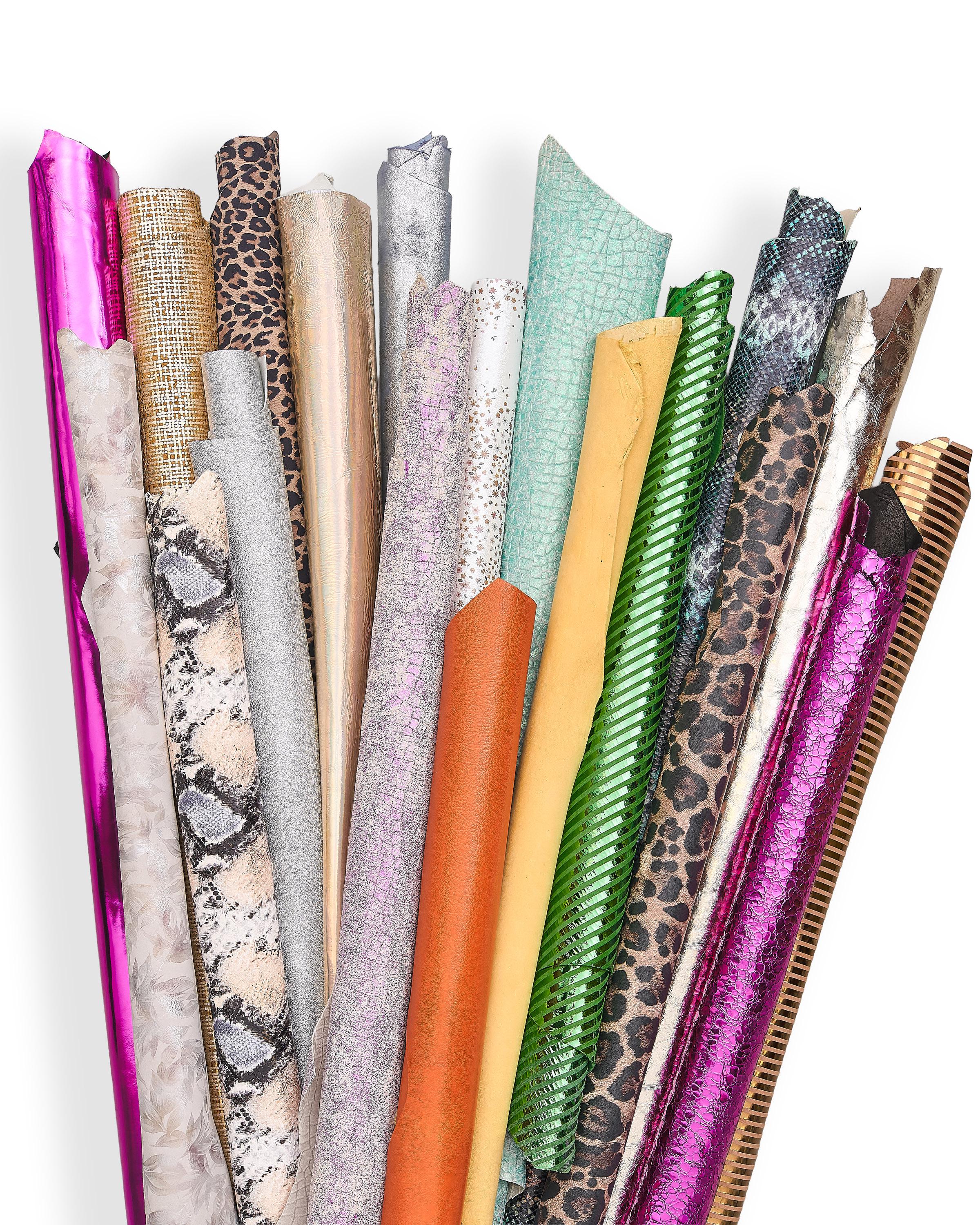 Leather skins Variety Pack, Leather hides Stock Lot ,fancy colorful Leather Supply Bundle ( B152 La Garzarara