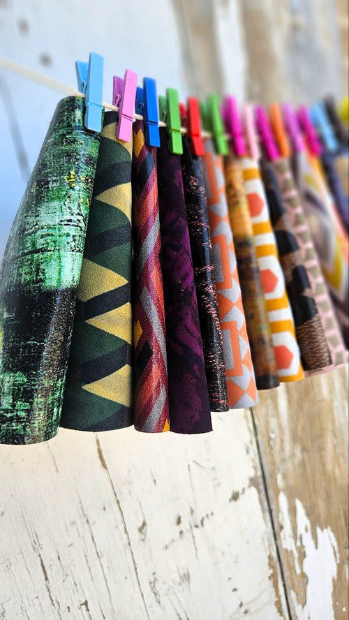 10 Colorful Printed Leather Scraps RANDOM selection, GEOMETRIC and ABSTRACT leather scraps 5x5" / 12x12 cm and 10x8" / 20x25 cm RT340