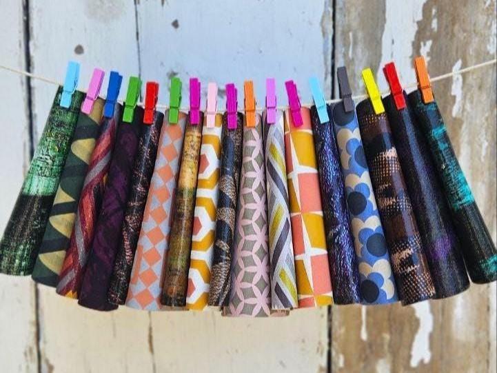 10 Colorful Printed Leather Scraps RANDOM selection, GEOMETRIC and ABSTRACT leather scraps 5x5" / 12x12 cm and 10x8" / 20x25 cm RT340