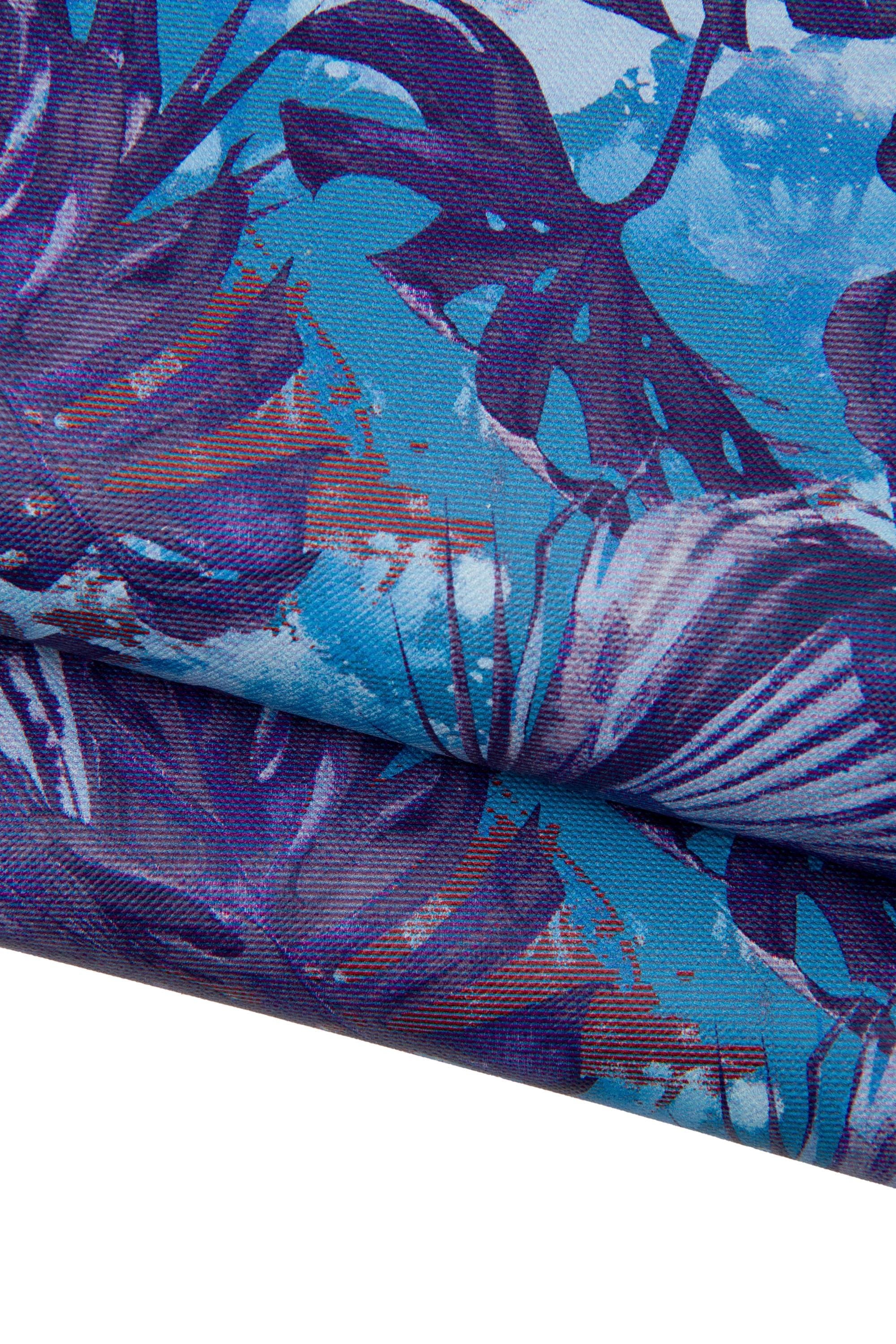 FLOWER printed leather hide, blue texture on SAFFIANO printed cowhide, stiff matt calfskin for crafting B17880-ST La Garzarara