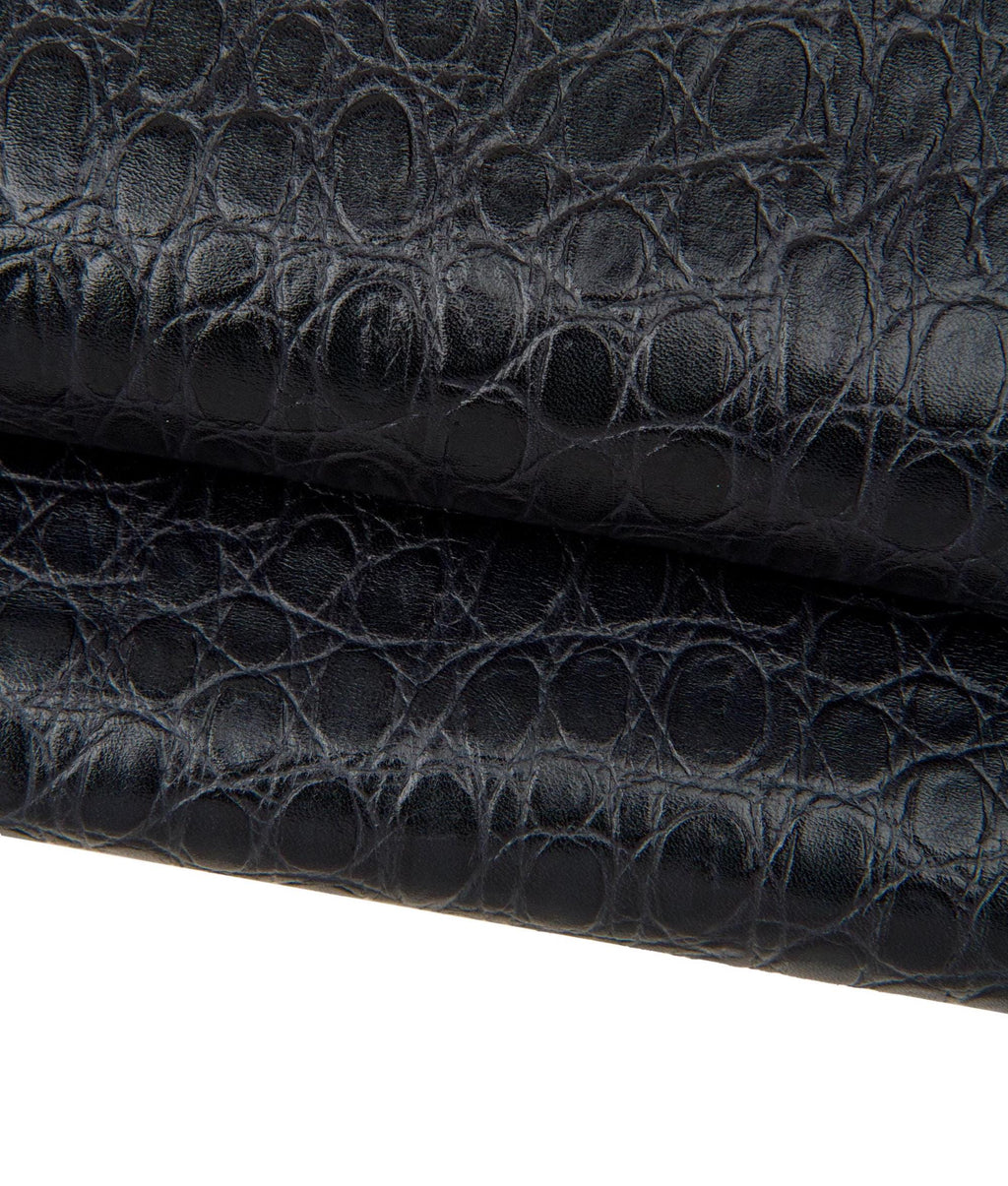Dark brown CROCODILE embossed leather hide, ANIMAL printed soft calfskin, glossy cowhide for crafting B17683-TB La Garzarara