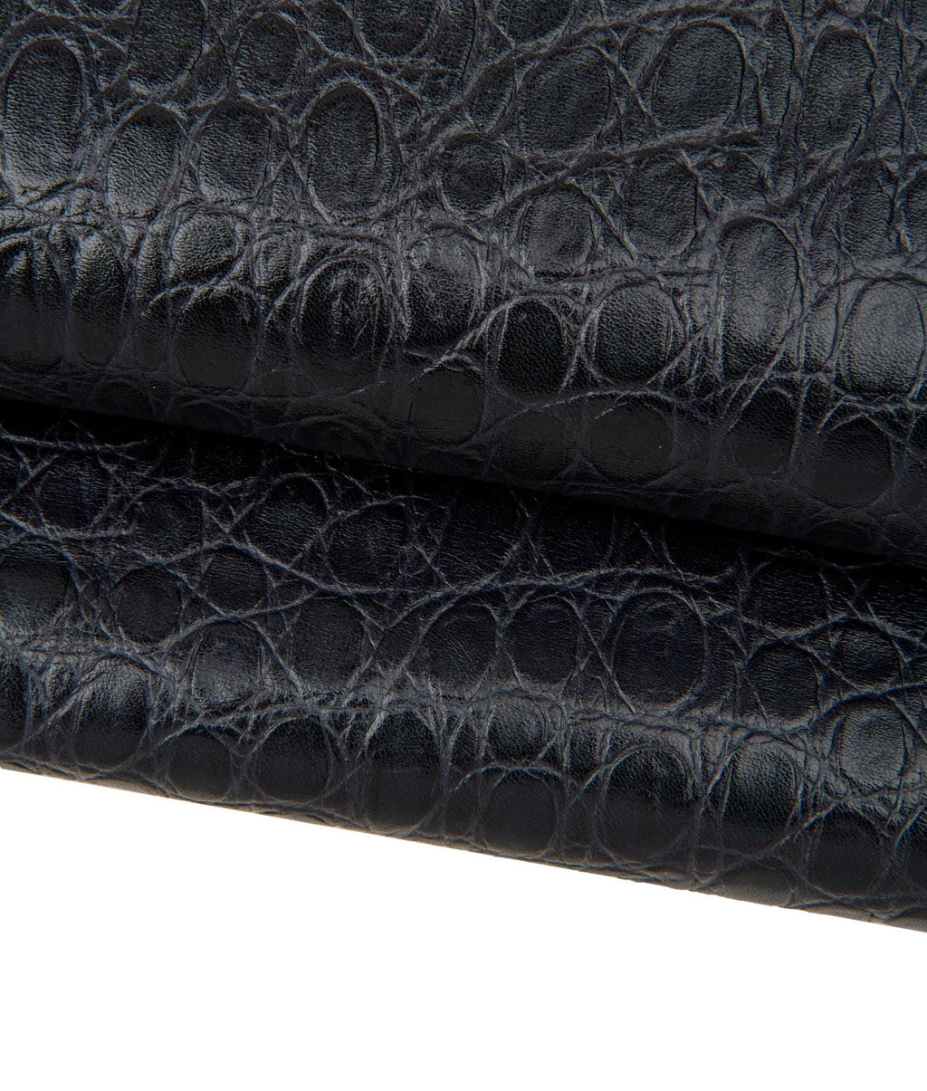 Dark brown CROCODILE embossed leather hide, ANIMAL printed soft calfskin, glossy cowhide for crafting B17683-TB La Garzarara