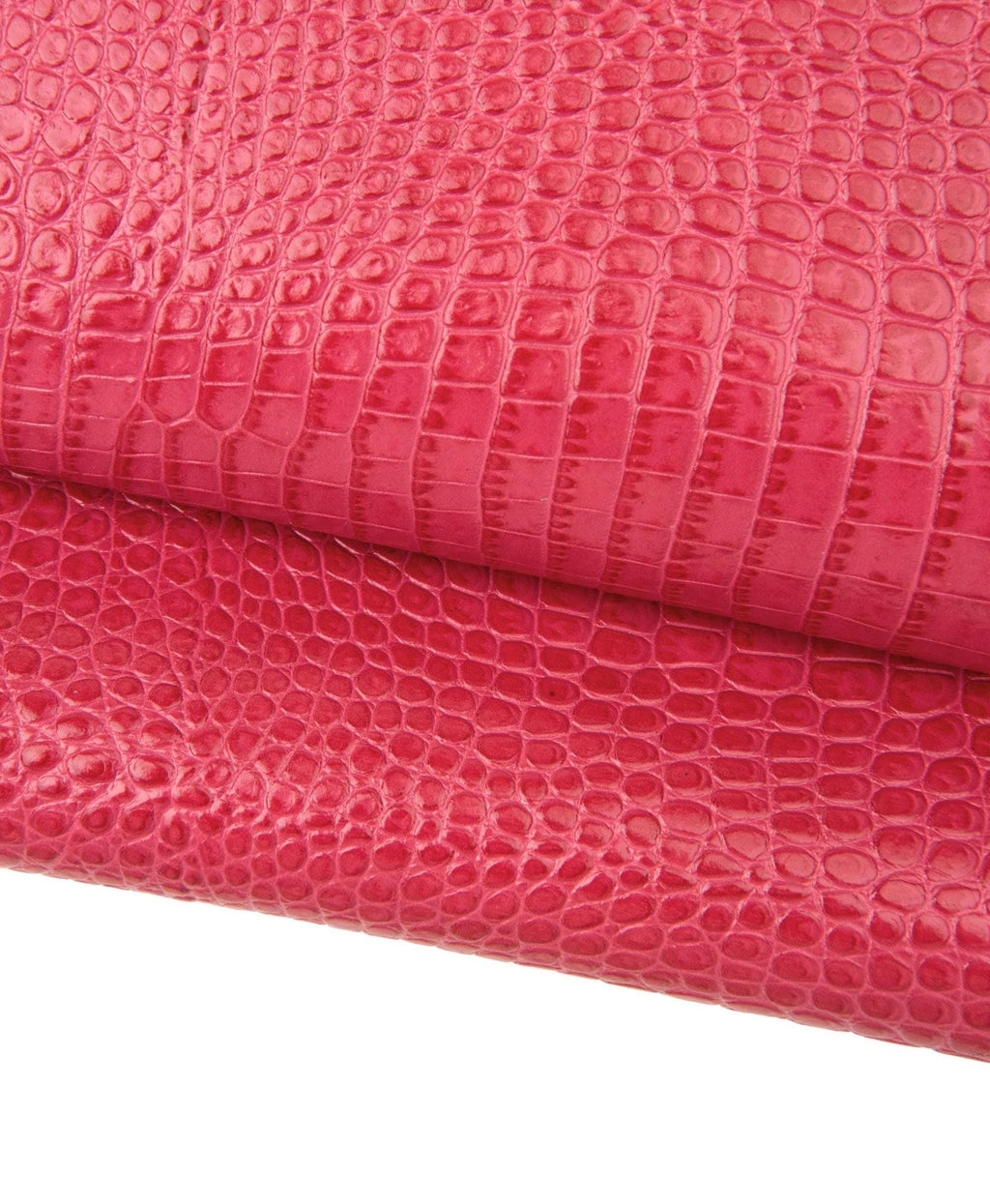 Coral red CROCODILE embossed leather hide, GLOSSY cowhide, slightly stiff, 1.0 - 1.2 mm B17549-ST La Garzarara