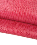 Coral red CROCODILE embossed leather hide, GLOSSY cowhide, slightly stiff, 1.0 - 1.2 mm B17549-ST La Garzarara
